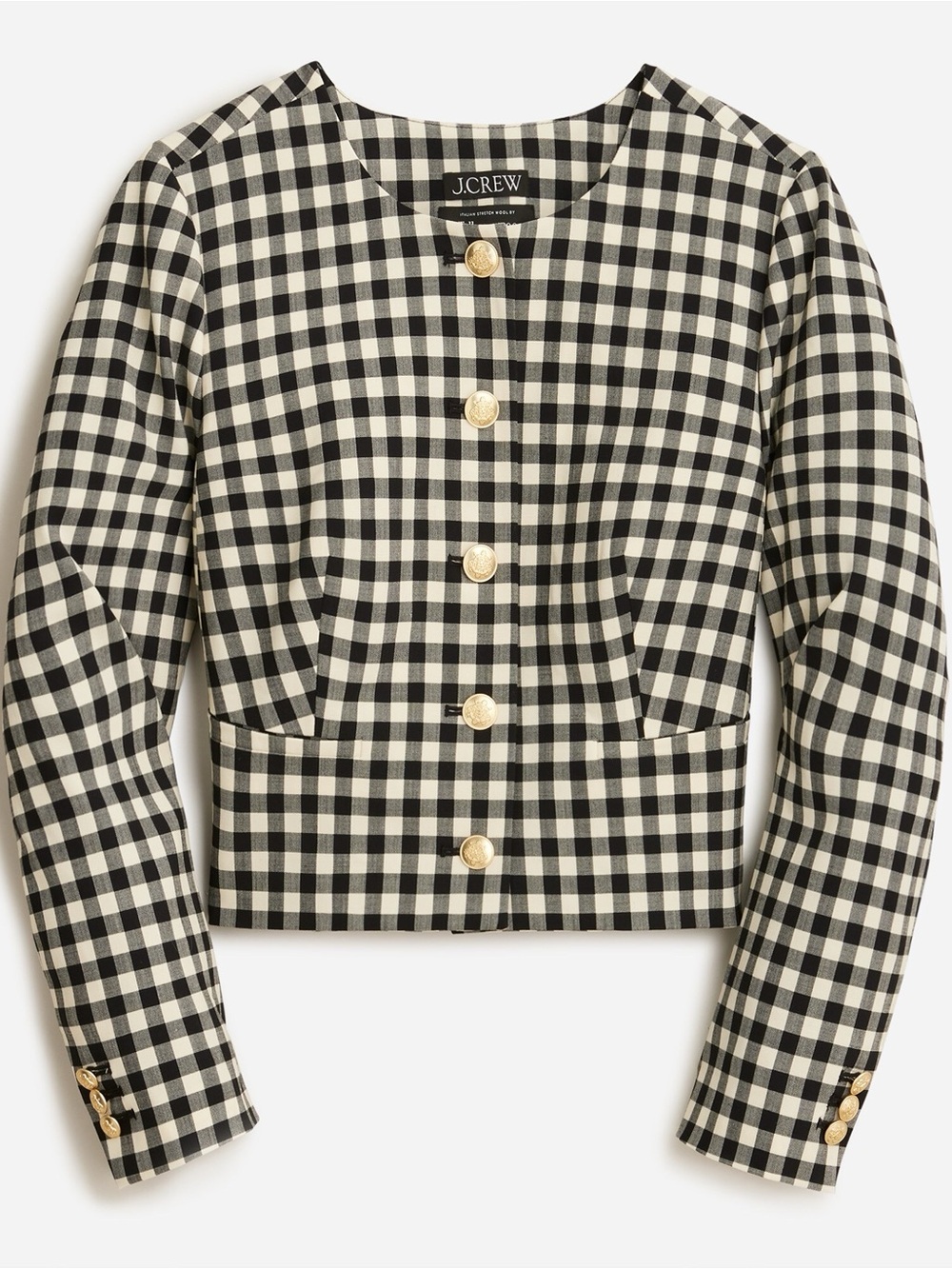 J.Crew Louisa Lady Jacket Gingham Italian Wool Size 6